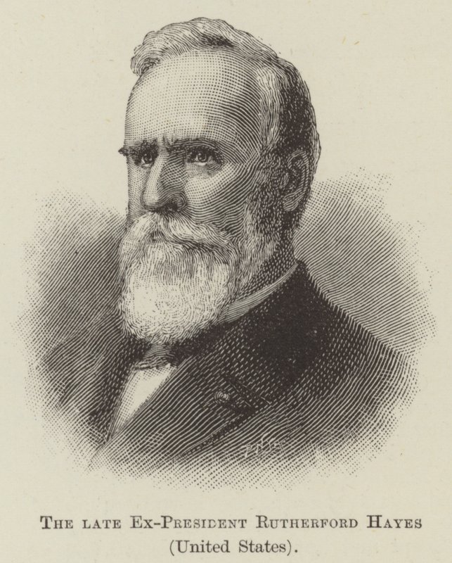 Rahmetli Eski Başkan Rutherford Hayes, Amerika Birleşik Devletleri (gravür) by English School