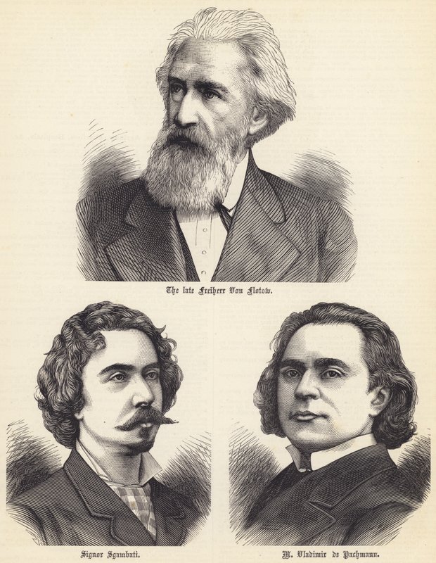 Rahmetli Freiherr Von Flotow, Signor Sgambati, M Vladimir de Pachmann (gravür) by English School