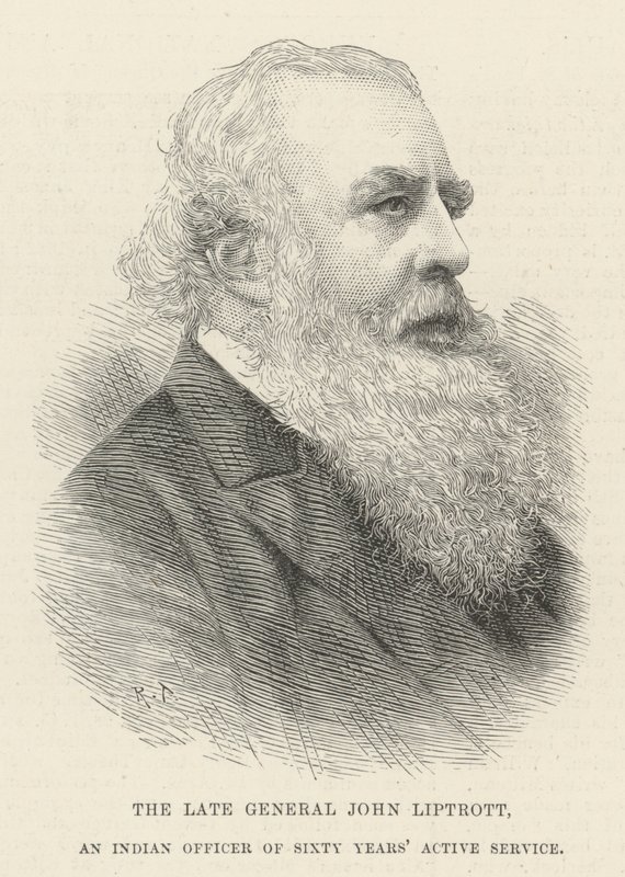 Geç General John Liptrott, Altmış Yıllık Aktif Hizmetin Hintli Subayı (gravür) by English School