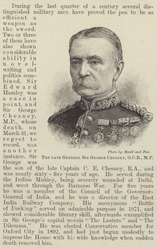Rahmetli General Sir George Chesney, GCB, MP (gravür) by English School