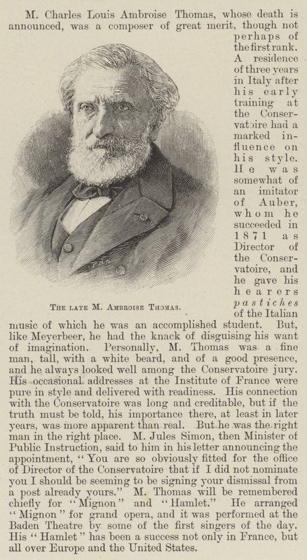 Rahmetli M Ambroise Thomas (gravür) by English School