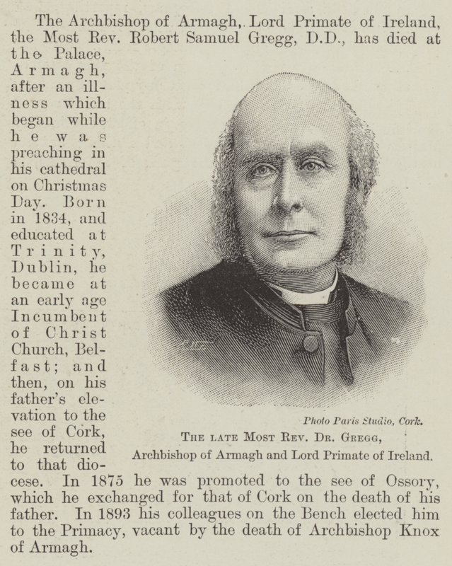 Geç En Muhterem Dr Gregg, Armagh Başpiskoposu ve İrlanda Lord Primate (gravür) by English School