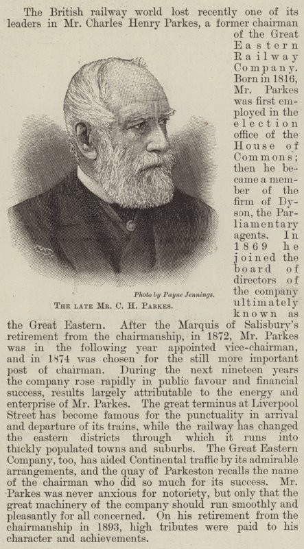 Merhum Bay CH Parkes (gravür) by English School
