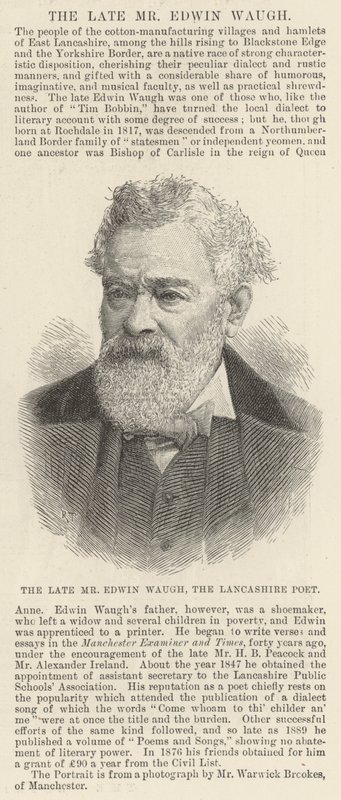 Merhum Bay Edwin Waugh, Lancashire Şairi (gravür) by English School