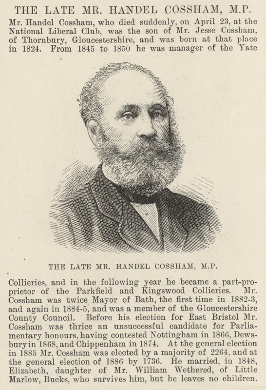 Merhum Bay Handel Cossham, MP (gravür) by English School