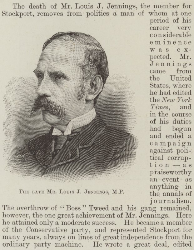 Merhum Bay Louis J Jennings, MP (gravür) by English School
