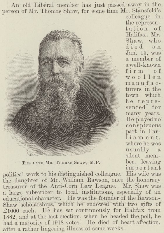 Merhum Bay Thomas Shaw, MP (gravür) by English School