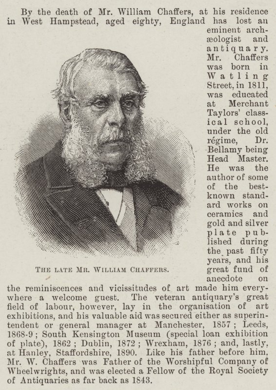 Merhum Bay William Chaffers (gravür) by English School