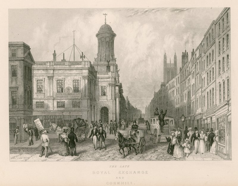 Geç Royal Exchange ve Cornhill, Londra by English School
