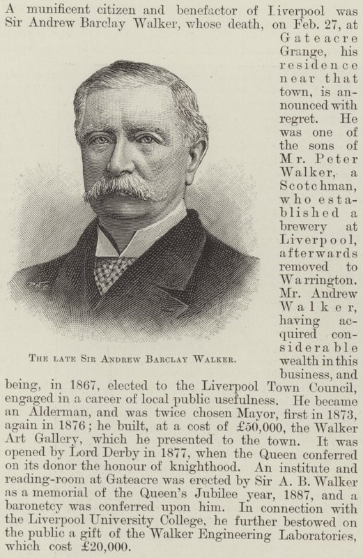 Merhum Sir Andrew Barclay Walker (gravür) by English School