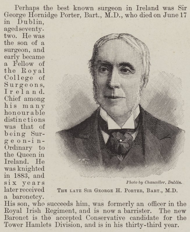 Merhum Sir George H Porter, Baronet, MD (gravür) by English School