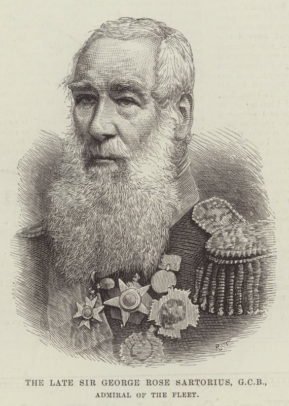 Geç Sir George Rose Sartorius, GCB, Filo Amirali (gravür) by English School