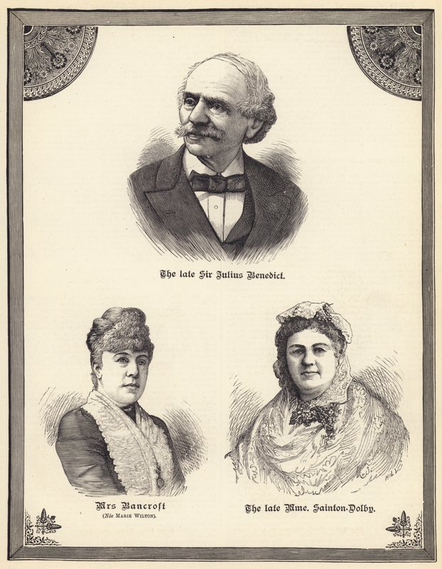 Merhum Sir Julius Benedict, Bayan Bancroft (kızlık soyadı Marie Wilton), merhum Madame Sainton Dolby (gravür) by English School