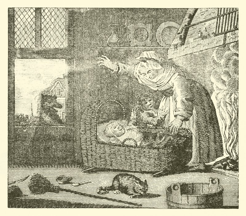 Hemşire ve kurt (gravür) by English School