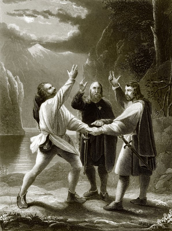 The oath of the three Swiss by English School