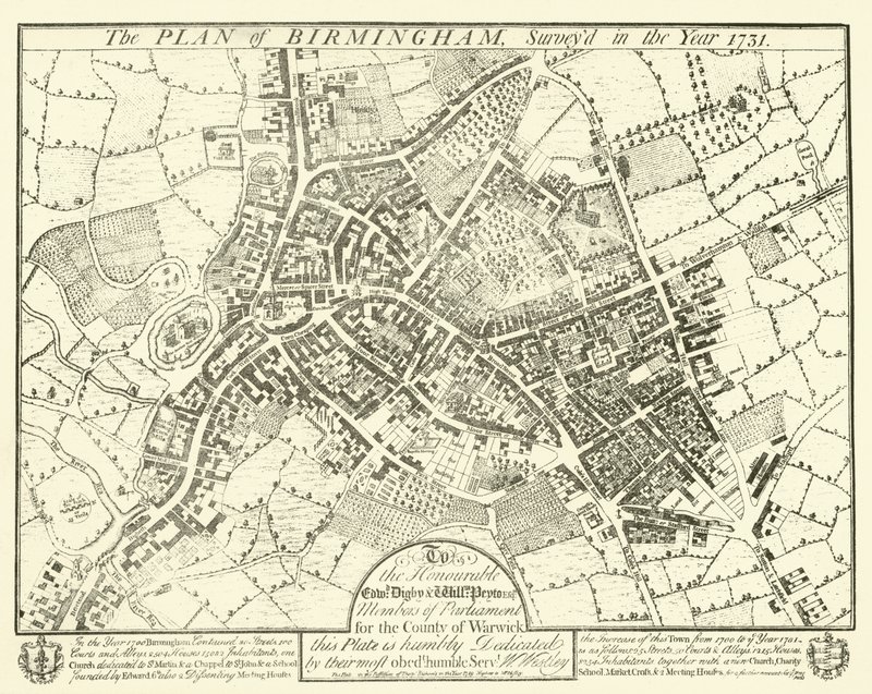 1731 yılında incelenen Birmingham planı by English School