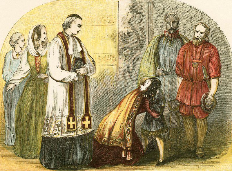 Edward IV kraliçesi, genç York Dükü ile ayrılıyor by English School