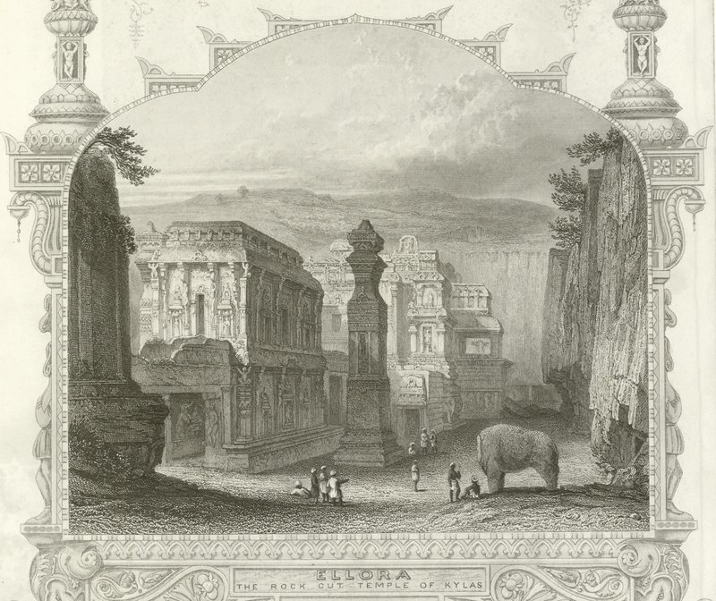 Kayaya oyulmuş Kailah Tapınağı, Ellora, Hindistan by English School