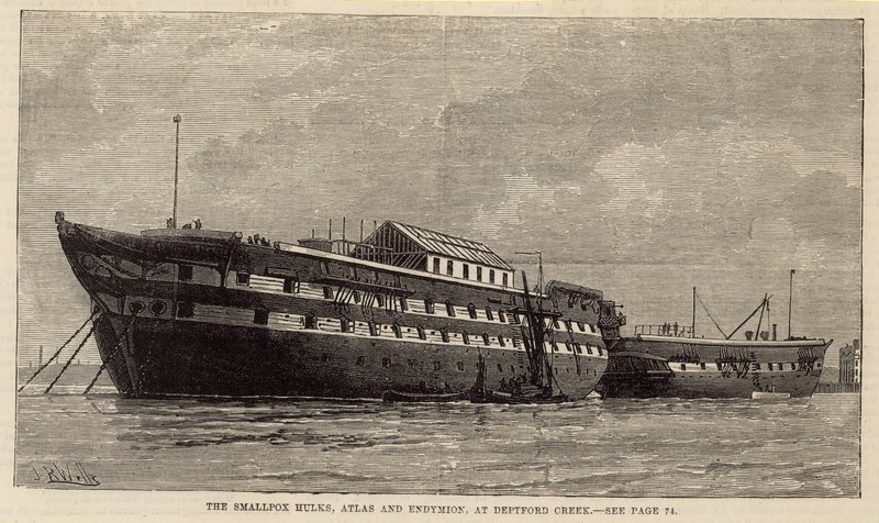 Çiçek hastalığı hulkları, Atlas ve Endymion, Deptford Creek