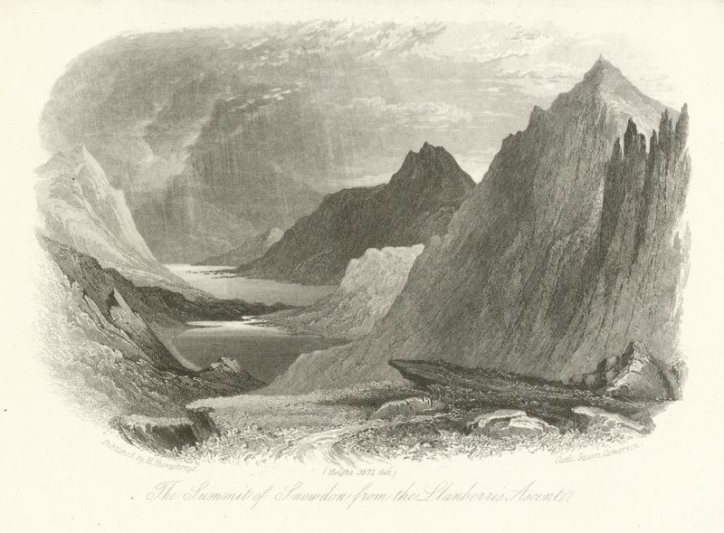 Llanberis tırmanışından Snowdon zirvesi, Galler by English School