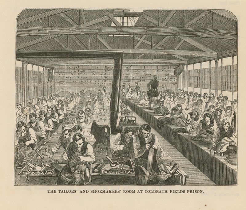 Coldbath Fields Hapishanesindeki terziler ve kunduracılar odası by English School