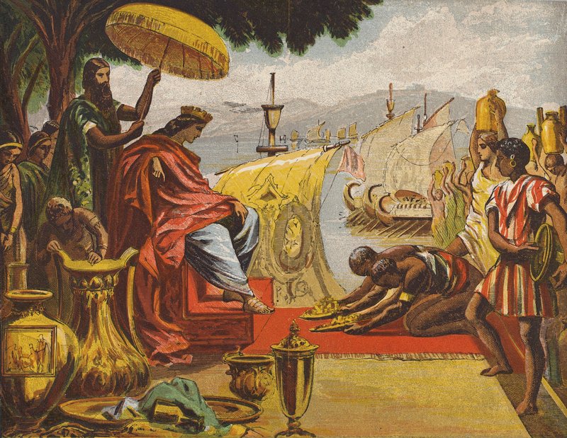 Kral Süleyman#39;ın zenginliği (renkli litho) by English School