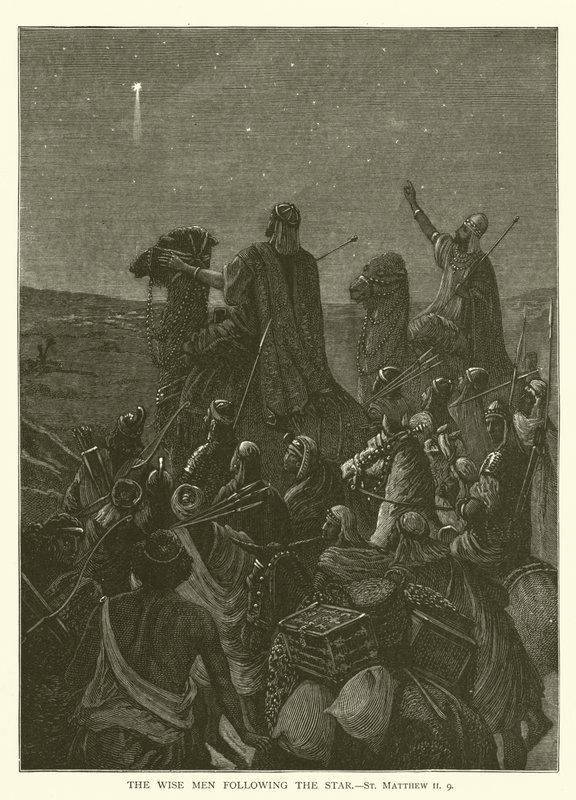 Yıldızı takip eden bilge adamlar, St Matta II, 9 (gravür) by English School