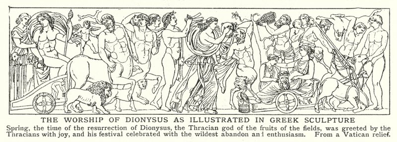 Yunan heykelinde (lito) gösterildiği gibi Dionysos