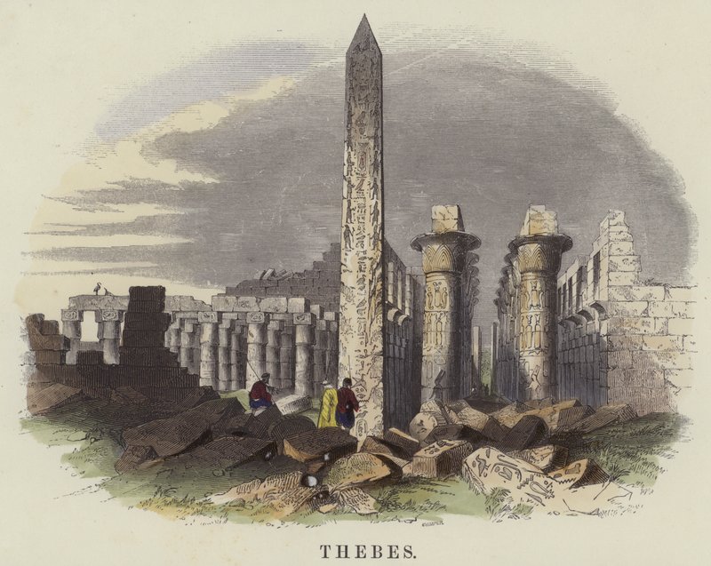 Thebes (renkli gravür) by English School