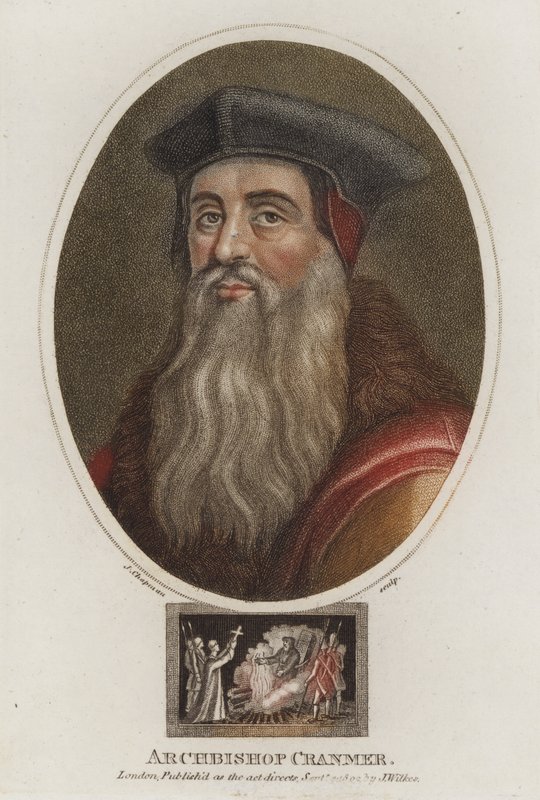 Thomas Cranmer, Canterbury Başpiskoposu (renkli gravür) by English School