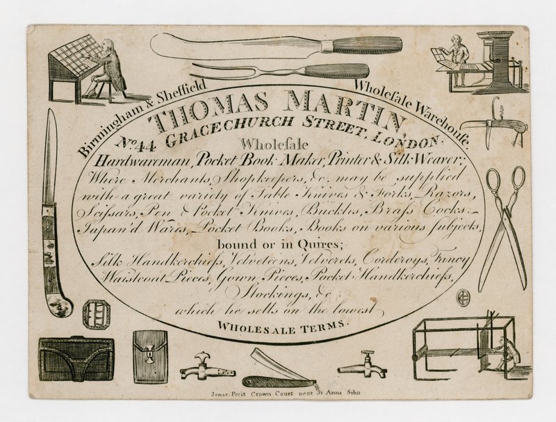 Thomas Martin, ticaret kartı by English School