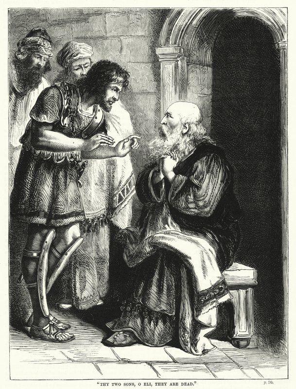 "İki oğlun, ey Eli, öldüler" (gravür) by English School