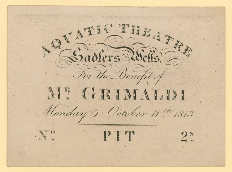 Bay Grimaldi yararına Su Tiyatrosu bileti, 11 Ekim 1813 by English School