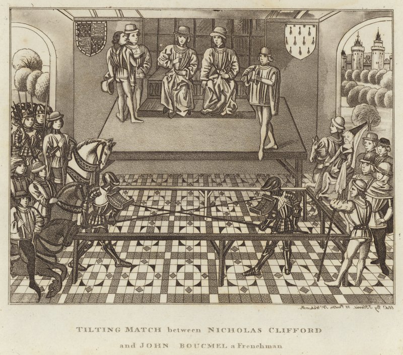 Nicholas Clifford ve John Boucmel bir Fransız arasındaki Devirme Maçı by English School