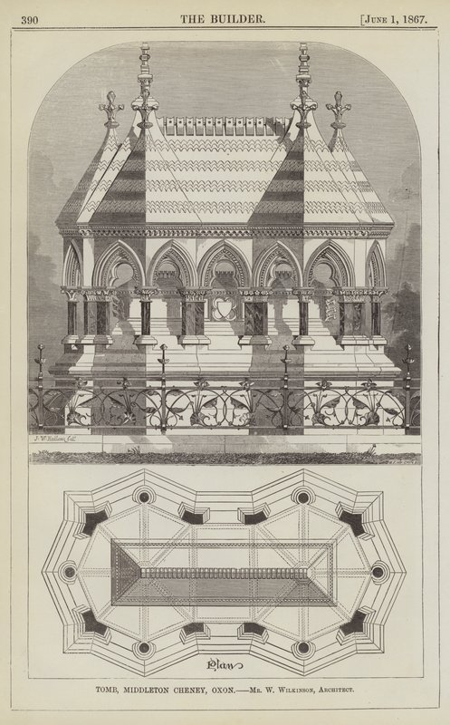 Mezar, Middleton Cheney, Oxon, Bay W Wilkinson, Mimar (gravür) by English School