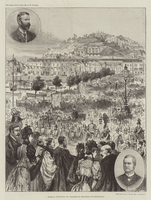 Torquay, Belediye Kuruluş Sözleşmesini alıyor (gravür) by English School