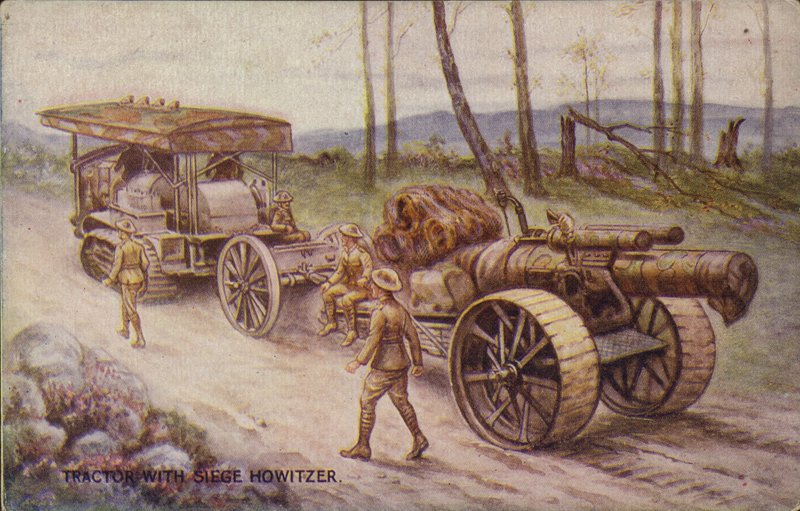 Kuşatma obüslü traktör (renkli taş baskı) by English School