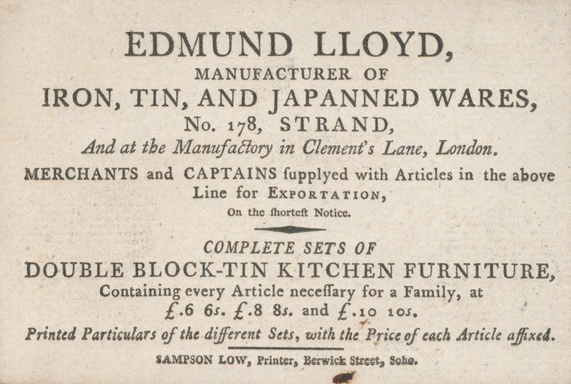 Ticaret kartı, Edmund Lloyd by English School