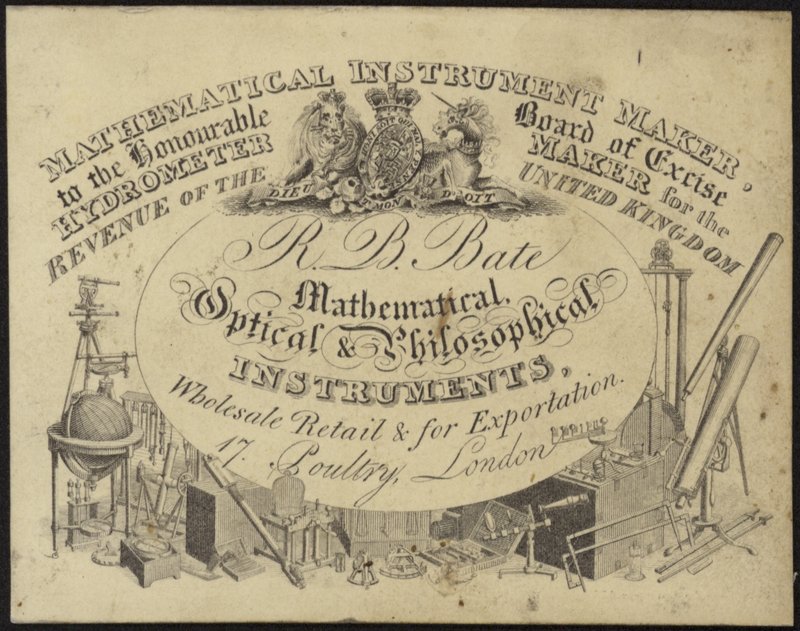R B Bate için ticaret kartı by English School