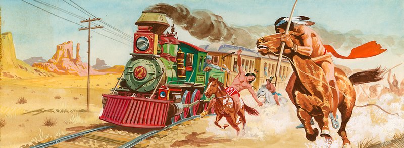 Kızılderililer tarafından saldırıya uğrayan tren by English School
