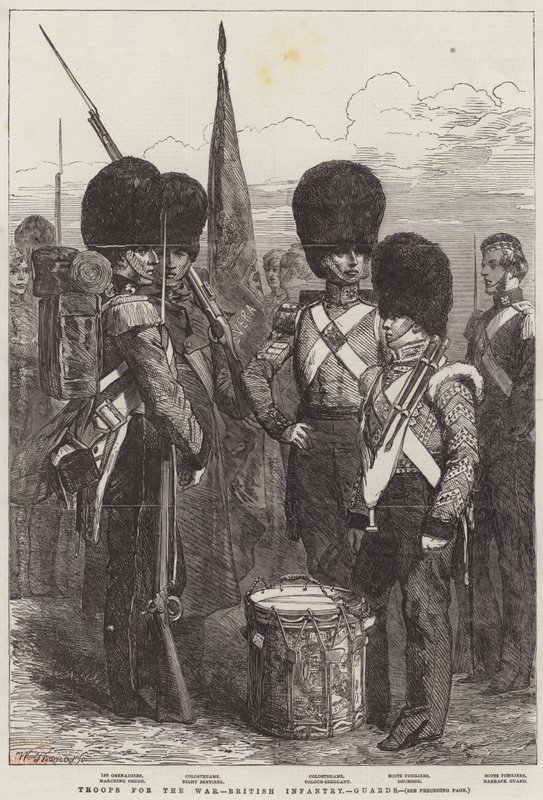 Savaş Birlikleri, İngiliz Piyade, Muhafızlar (gravür) by English School