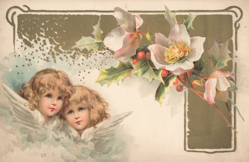 Bir Noel kartında iki melek by English School