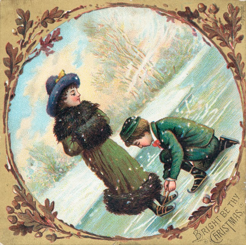Patenlerde bağcık bağlama, Noel Kartı by English School