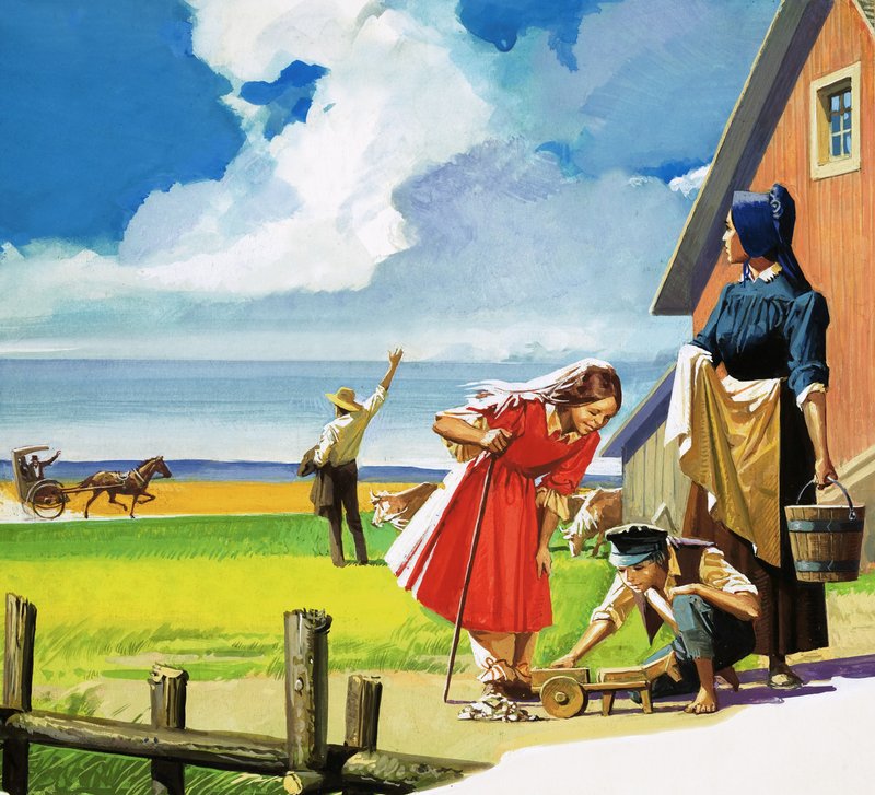 Quaker ailesi ile tanımlanamayan Amerikan kırsal sahne by English School