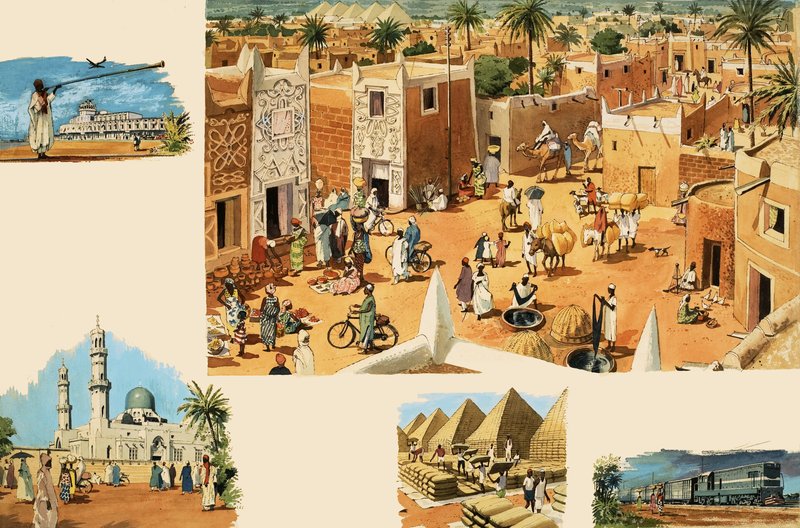 Unidentified scenes of Egypt, including Ancient Egypt and pyramids by English School