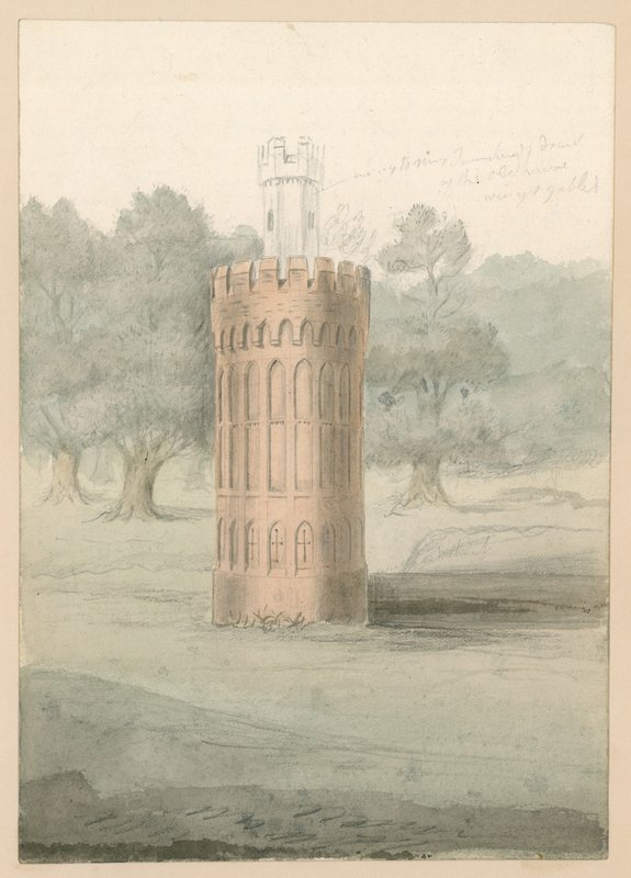 Tanımlanamayan kule, Tottenham, Londra (kağıt üzerinde wc) by English School