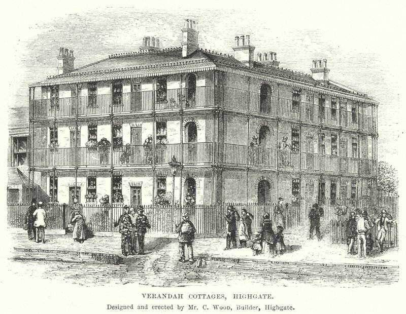 Verandah Kulübeleri, Highgate (gravür) by English School
