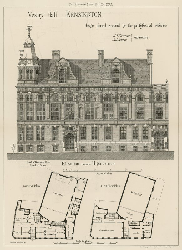 Vestry Hall, Kensington, tasarım profesyonel hakem tarafından ikinci sırada by English School