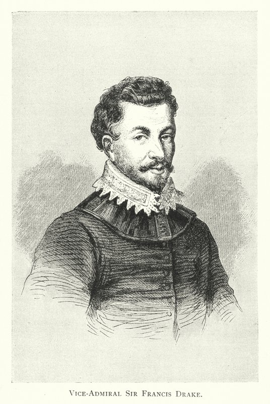 Koramiral Sir Francis Drake (gravür) by English School