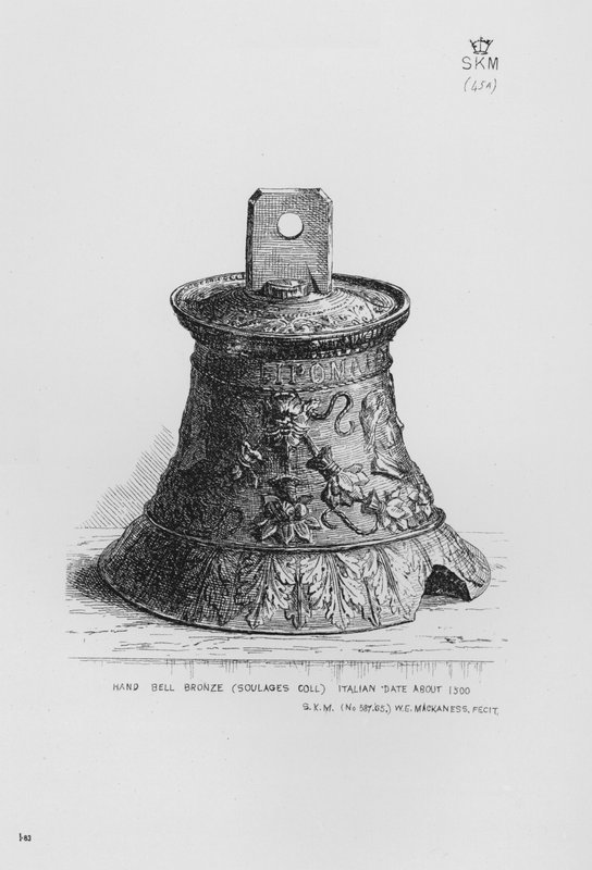 Victoria ve Albert Müzesi: El Çanı, bronz, Soulages Coll, İtalyan, yaklaşık 1500 tarih by English School